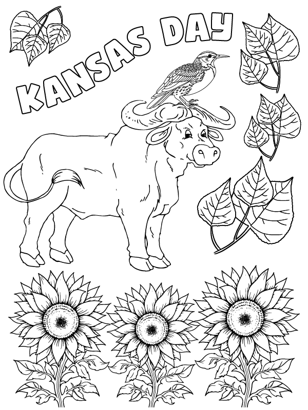 Dibujo de Kansas Day Coloring Book Page para Colorear