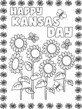 Dibujo de Printable Kansas Day Coloring Page para Colorear