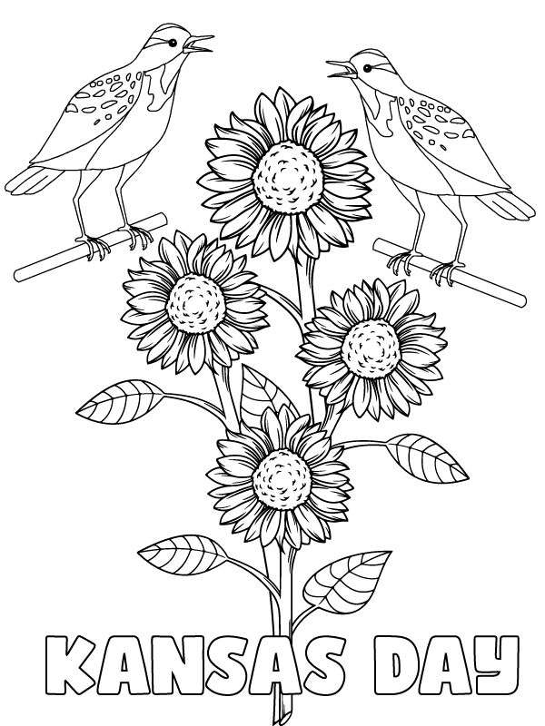 Dibujo de Simple Kansas Day Coloring Activity para Colorear