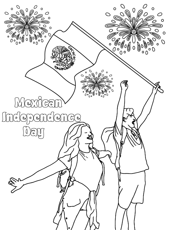 Dibujo de Beautiful Mexican Independence Day Coloring Scene para Colorear