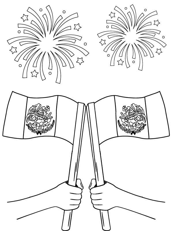 Dibujo de Simple Mexican Independence Day Coloring Activity para Colorear