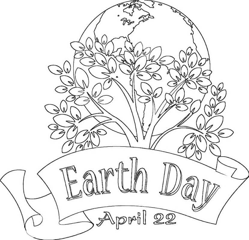 Dibujo de 22 de Abril Da de la Tierra para Colorear