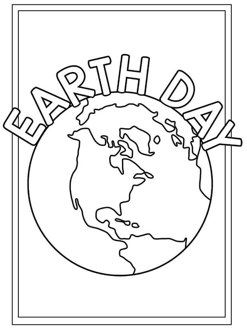 Dibujo de Da de la Tierra con la Tierra para Colorear