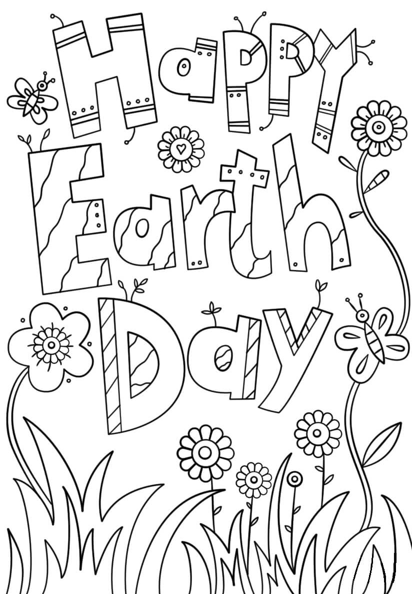 Dibujo de Feliz Da de la Tierra para Colorear