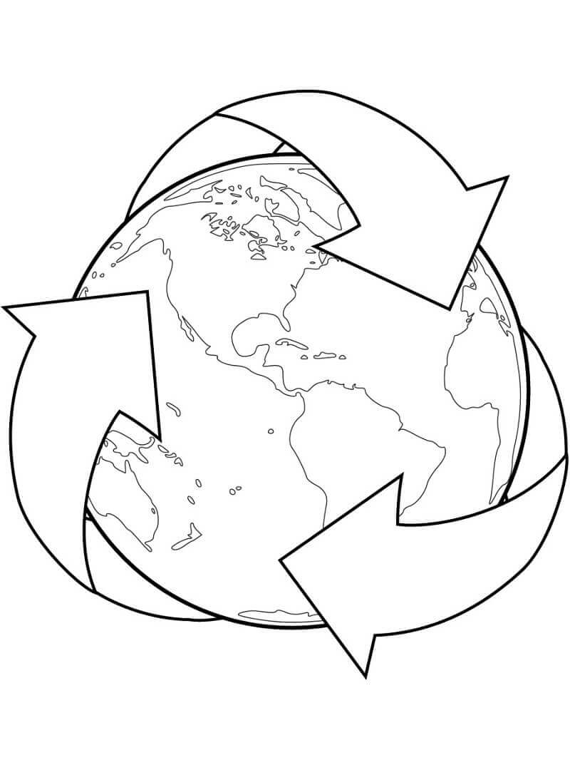 Dibujo de Reciclaje de la Tierra para Colorear