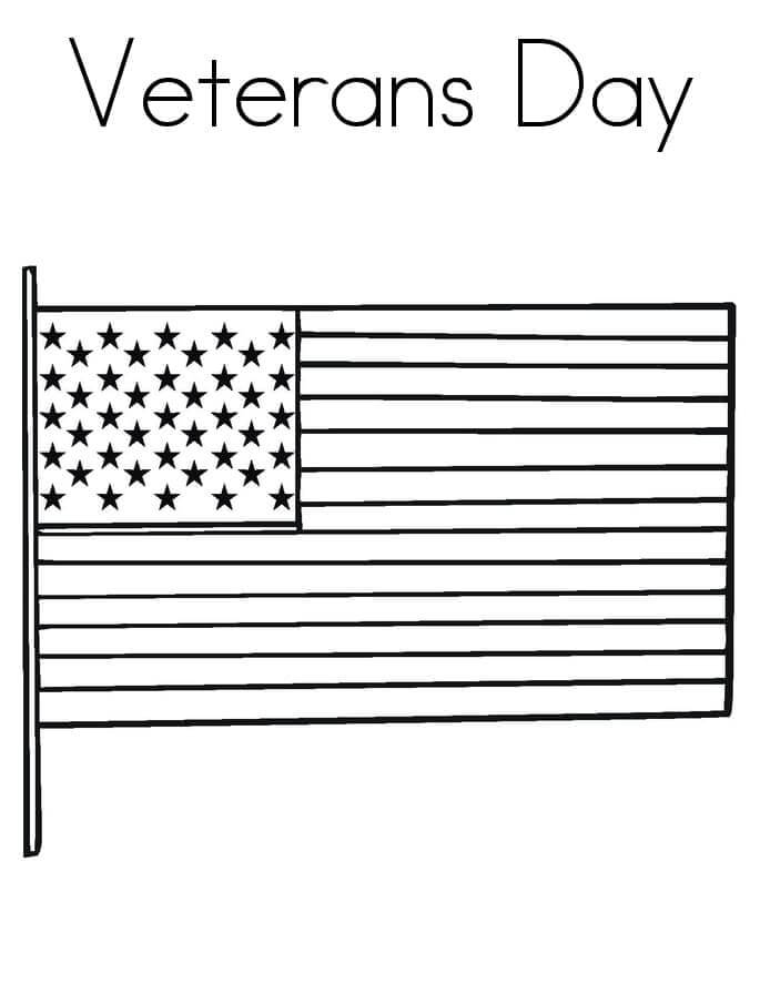 Dibujo de Bandera de Estados Unidos del Da de los Veteranos para Colorear