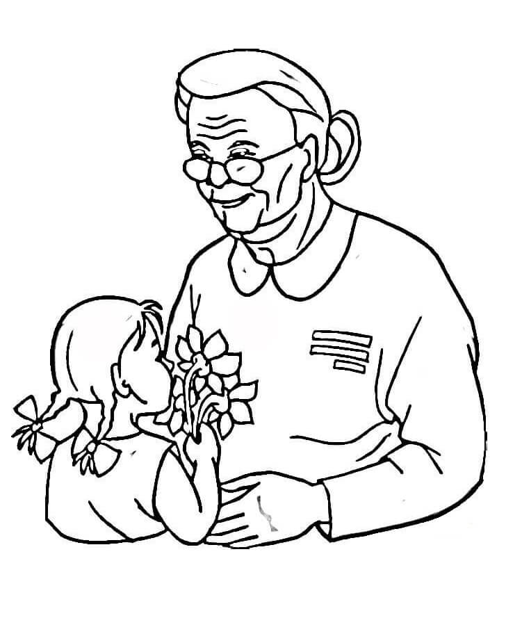 Dibujo de Da de los Veteranos para la Abuela para Colorear