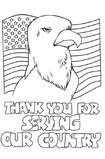 Dibujo de Da de los Veteranos Gracias para Colorear