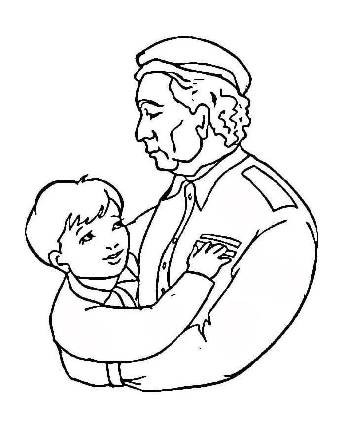 Dibujo de El Abuelo Estaba en Guerra para Colorear