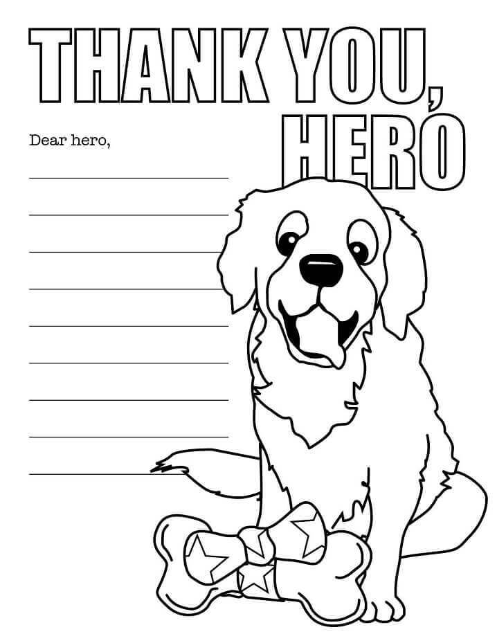 Dibujo de Gracias Militar para Colorear