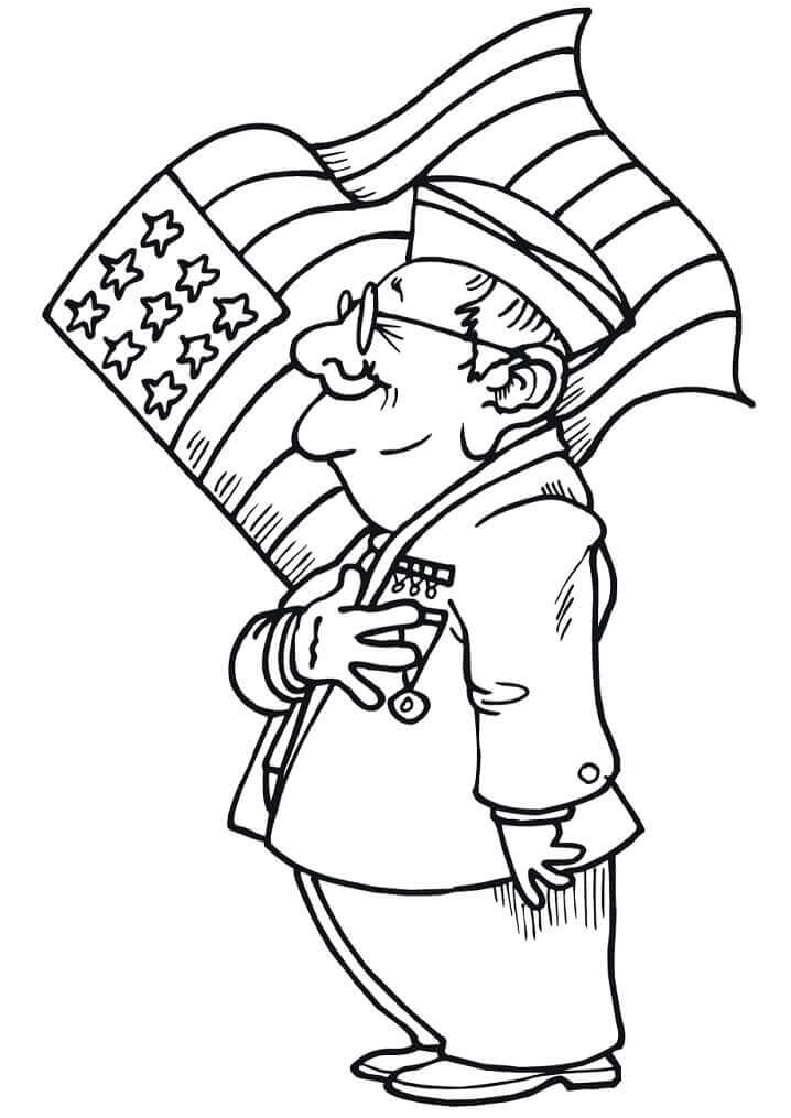 Dibujo de Veterano de los Estados Unidos para Colorear