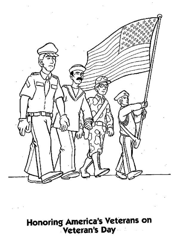 Dibujo de Veteranos de Amrica para Colorear