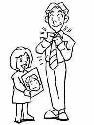 Dibujo de Hija Le Da una Foto a Su Padre para Colorear