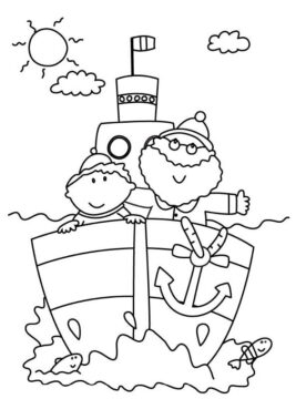 Dibujo de Padre e Hijo en el Tren para Colorear