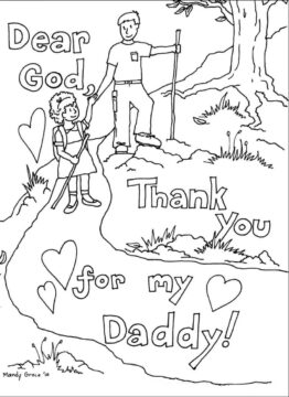 Dibujo de Padre e Hijo Escalando Montaas para Colorear