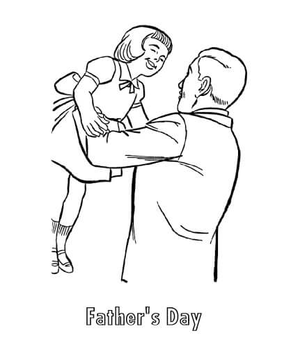Dibujo de Padre Tenencia Hija para Colorear