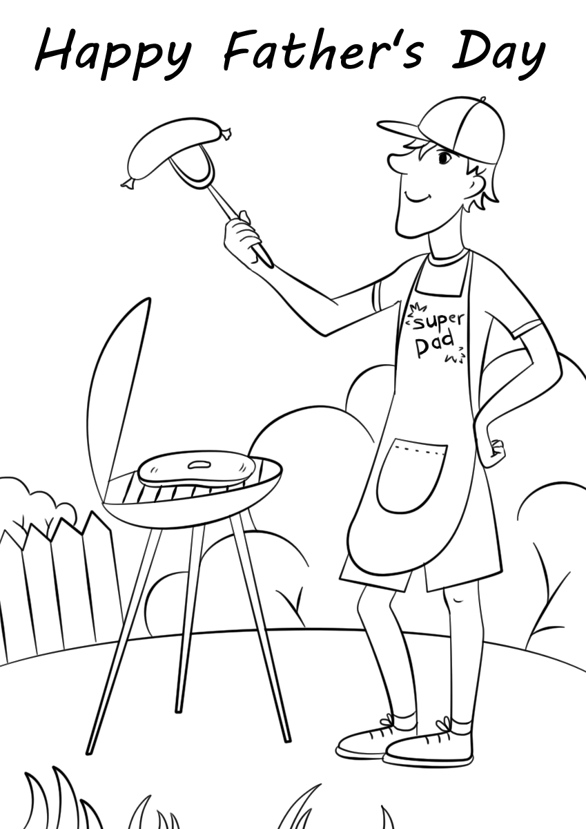 Dibujo de Parrilla del día del Padre para Colorear