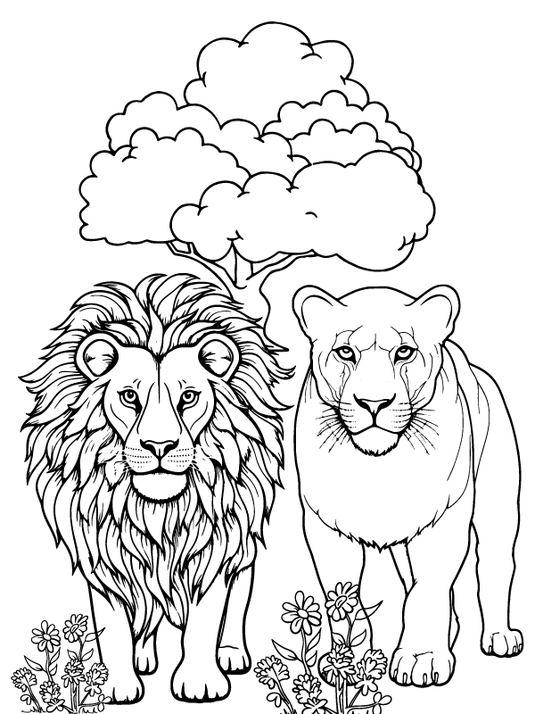 Dibujo de León día Mundial de los Animales página para Colorear