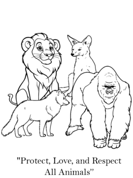 Dibujo de Protege y Respeta a los Animales página para Colorear