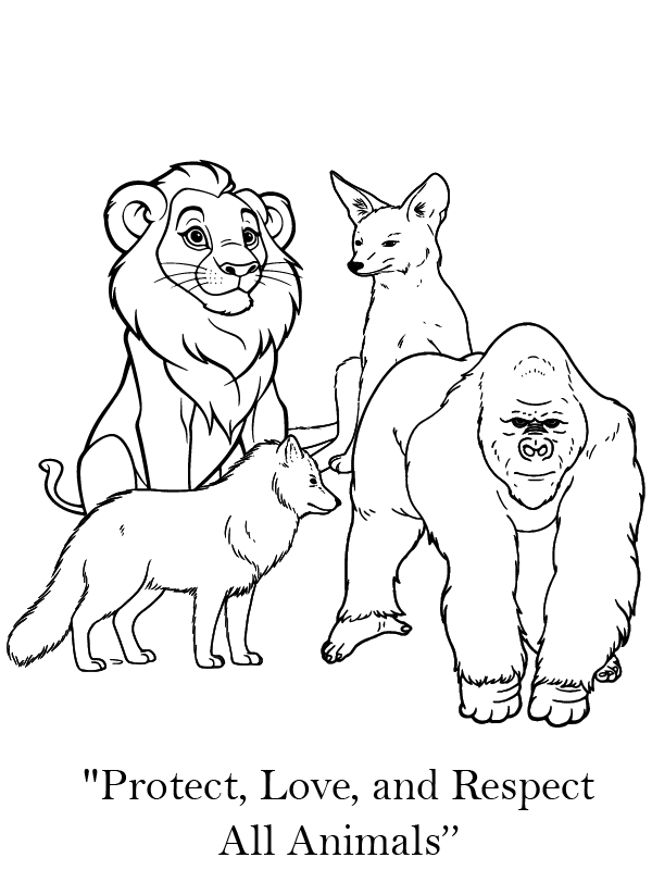 Dibujo de Protege y Respeta a los Animales página para Colorear