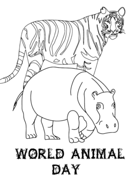 Dibujo de Tigre y Rinoceronte página para Colorear