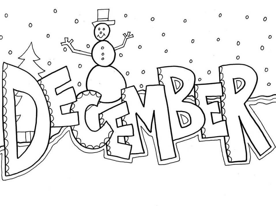 Dibujo de Bienvenido Diciembre para Colorear