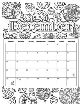 Dibujo de Calendario Diciembre para Colorear