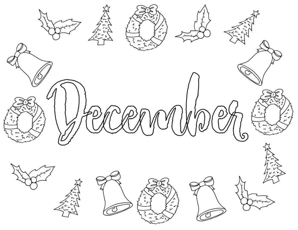 Dibujo de Diciembre con Herramientas Noel para Colorear