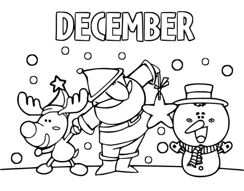 Dibujo de Diciembre Noel para Colorear