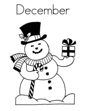 Dibujo de Mueco de Nieve de Diciembre para Colorear