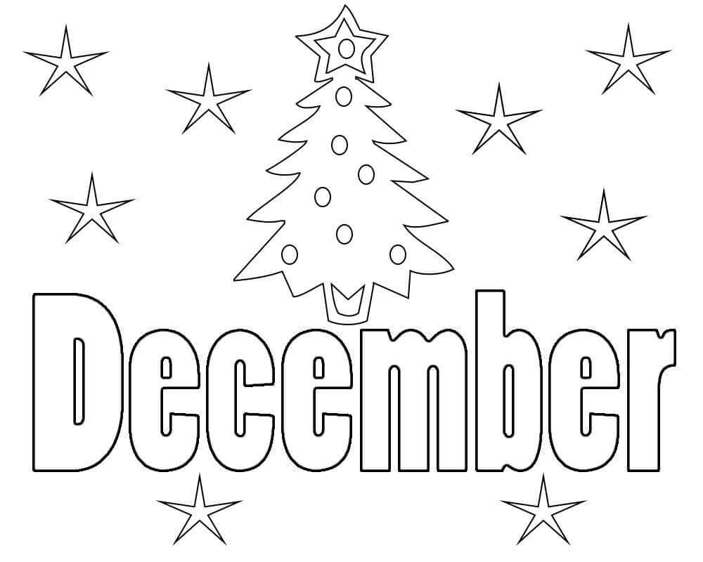 Dibujo de Rbol de Navidad para Diciembre para Colorear