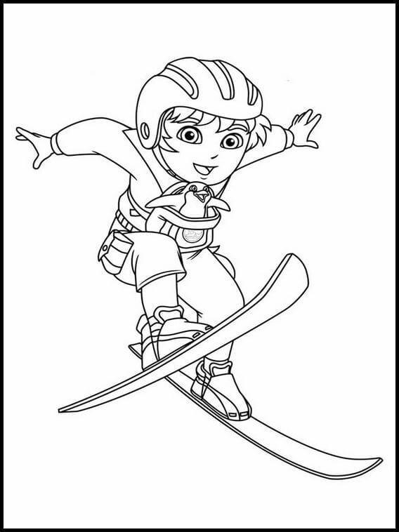 Dibujo de Diego Esquiando para Colorear