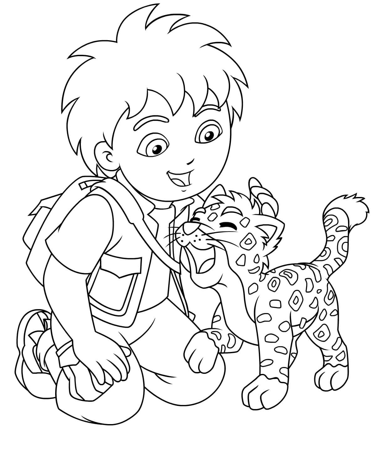 Dibujo de Diego con el Beb Jaguar 1 para Colorear
