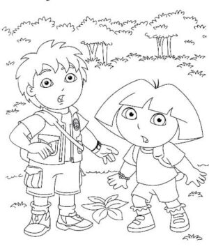 Dibujo de Diego y Dora Sorpresa para Colorear