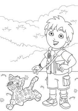 Dibujo de Impresionante Diego y el Beb Jaguar para Colorear