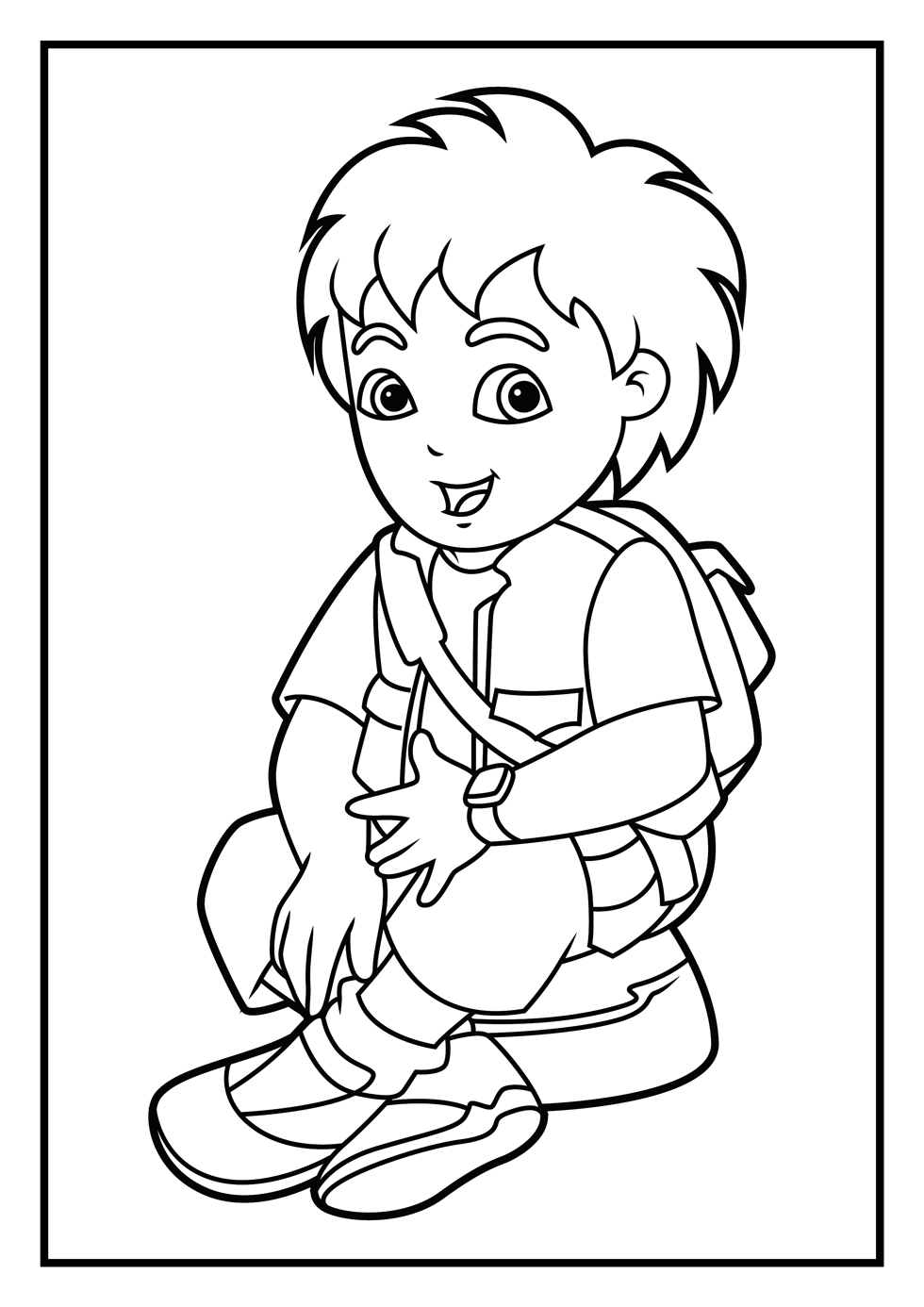Dibujo de Diego Esta Sentado para Colorear