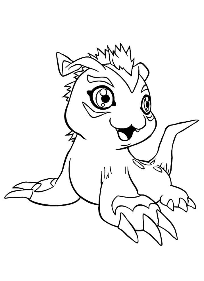 Dibujo de Gomamon Sentado para Colorear