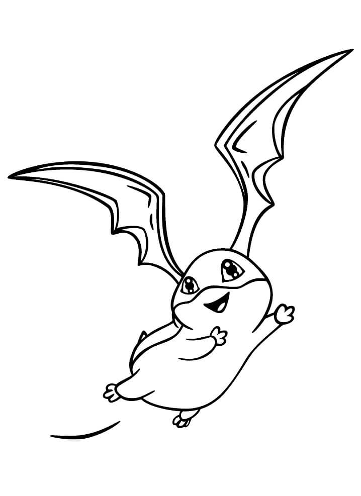 Dibujo de Patamon Feliz Vuelo para Colorear