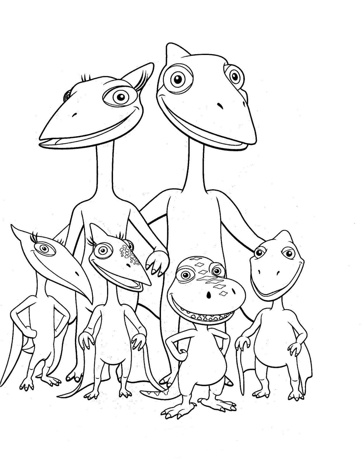 Dibujo de Dinosaurio Familiar para Colorear