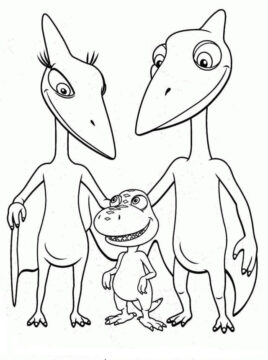 Dibujo de Familia de Dinosaurios Lindo para Colorear