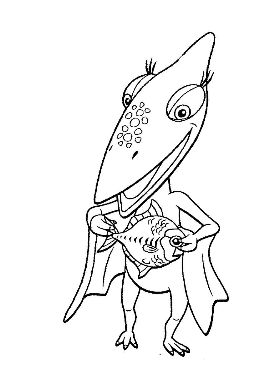 Dibujo de Pequea con un Pez para Colorear