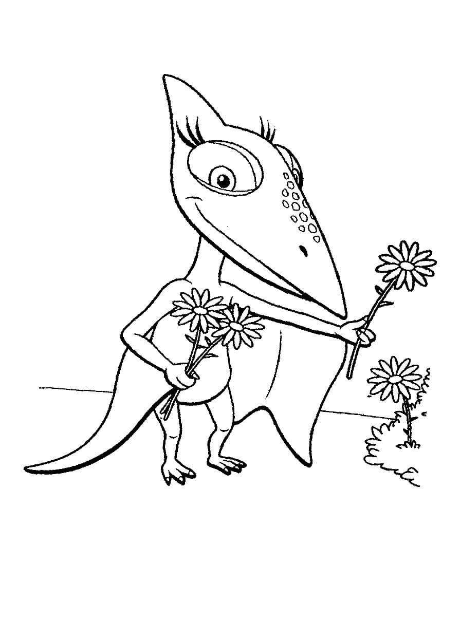 Dibujo de Pequea y Flor para Colorear