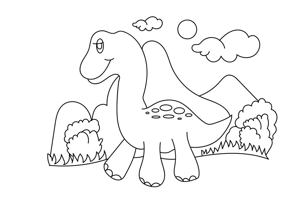 Dibujo de Bebé Dinosaurio Ambulante para Colorear
