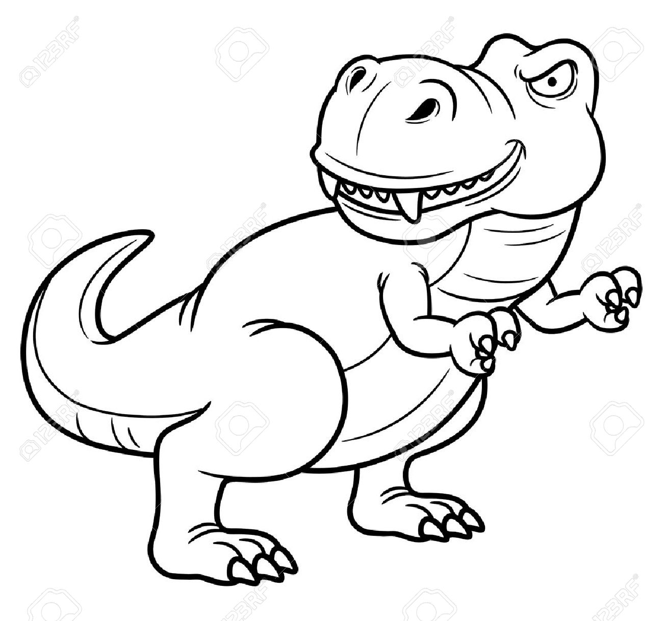 Dibujo de T Rex con Nariz Grande para Colorear
