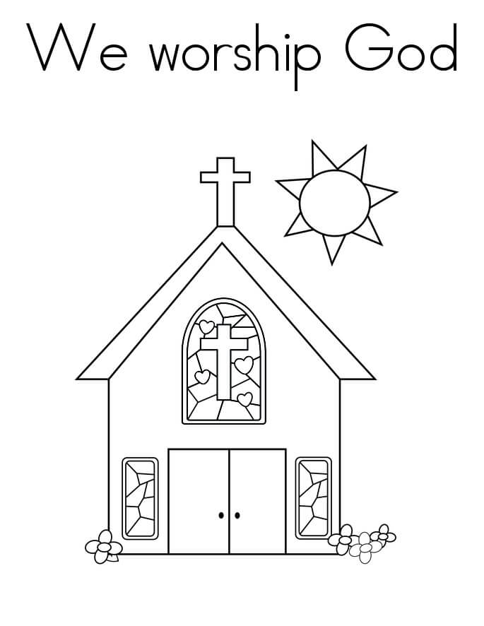 Dibujo de Adoramos a Dios para Colorear