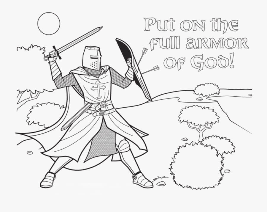 Dibujo de Armadura Completa de Dios para Colorear