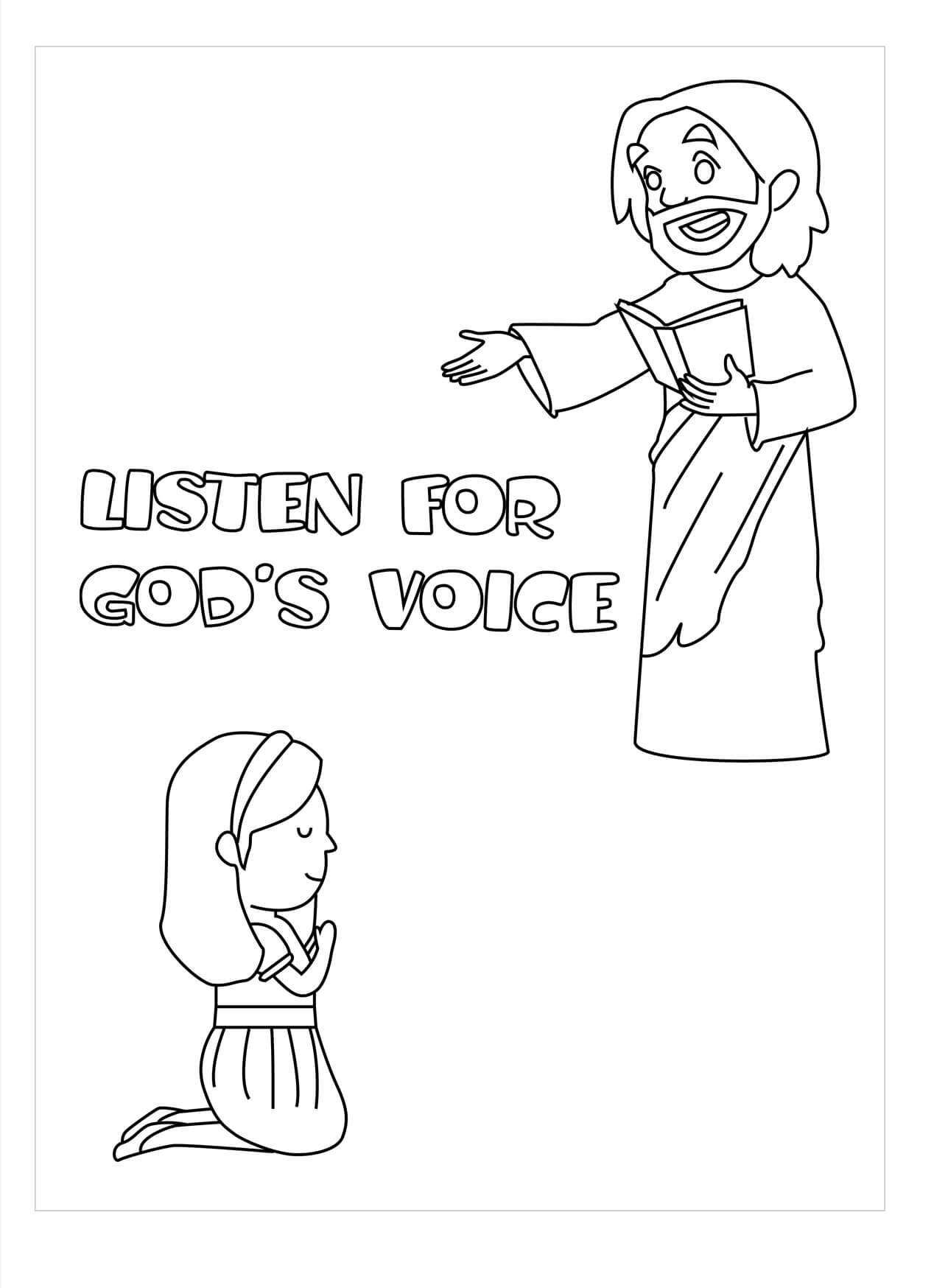 Dibujo de Escuche la Voz de Dios para Colorear