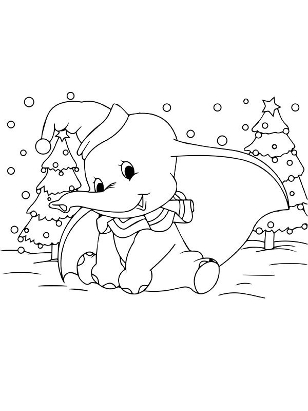 Dibujo de Dumbo Disney Navidad P Gina para Colorear