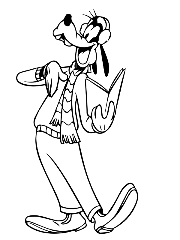 Dibujo de Goofy Cantando Villancicos Navidad P Gina para Colorear