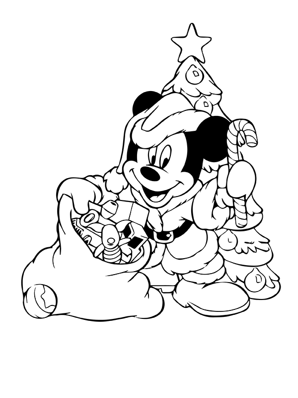 Dibujo de Mickey Mouse y Regalo Navidad P Gina para Colorear